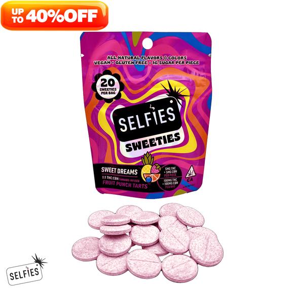 SELFIES - Fruit Punch 1:1 THC:CBN Sweet Dreams Sweeties Infused Tarts 100mg