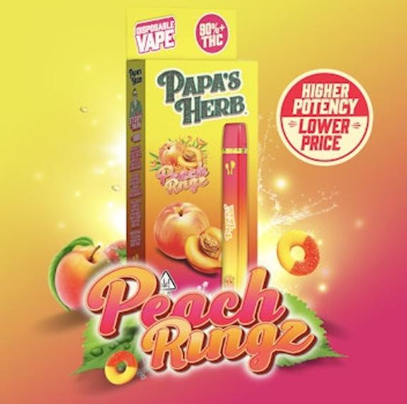 Papa's Herb - Peach Ringz | 1g All-in-One Vape (Indica)