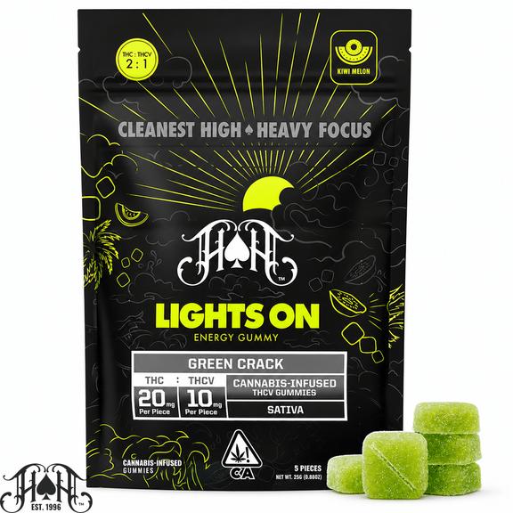 HEAVY HITTERS - Green Crack Lights On THC:THCV Gummies 100mg
