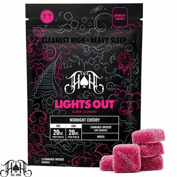 HEAVY HITTERS - Midnight Cherry Lights Out THC:CBN Gummies 100mg