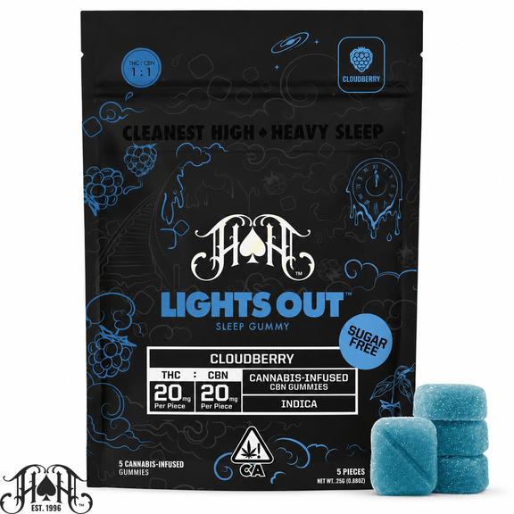 HEAVY HITTERS - Cloudberry Lights Out THC:CBN Gummies 100mg
