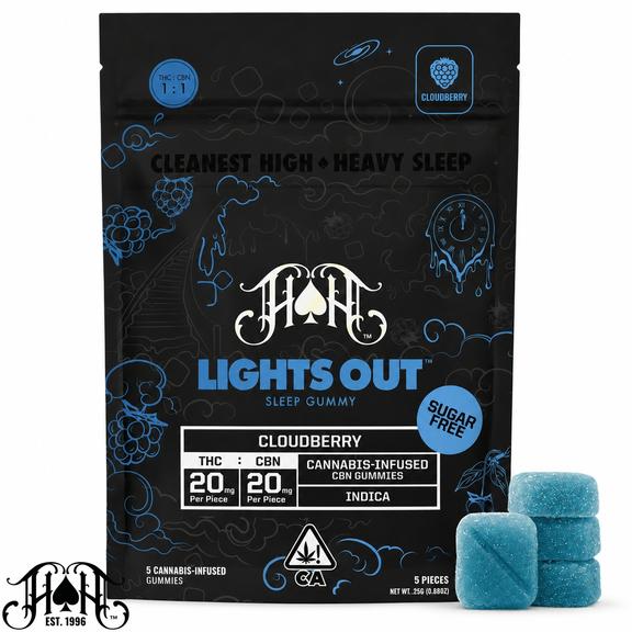 HEAVY HITTERS - Cloudberry Lights Out THC:CBN Gummies 100mg