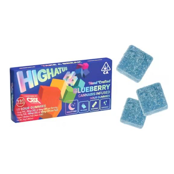 HIGHATUS - Sour Blueberry 1:1:1 THC:CBD:CBN Gummies 100mg