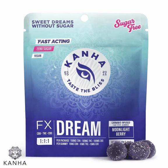 KANHA - FX 1:1:1 CBN:THC:CBN Moonlight Berry Tranquility Gummies 100mg