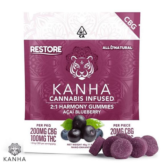 KANHA - Acai Blueberry Gummies 2:1 CBG THC 100mg